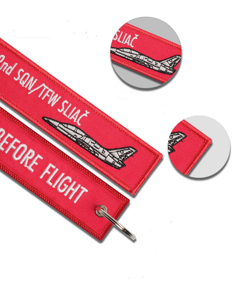 kiss me before flight embroidered keychain  