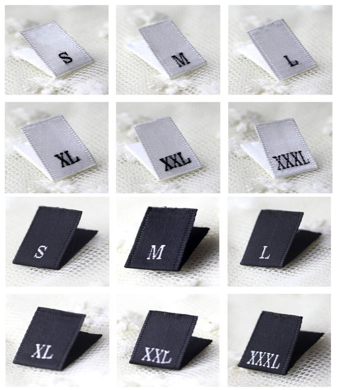 Woven size labels 