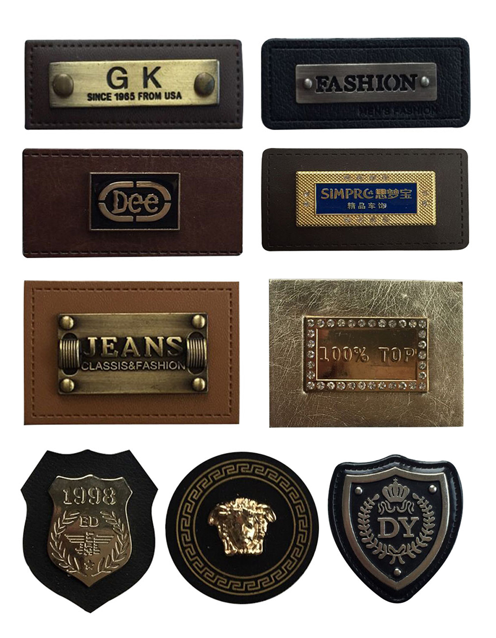 Leather labels & patches 2- with metal 