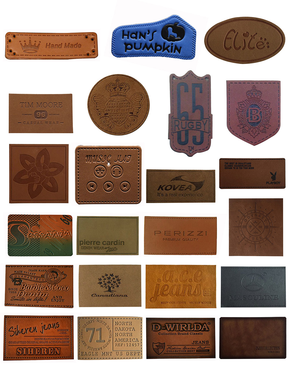 Leather labels & patches 3-embossed+printing 