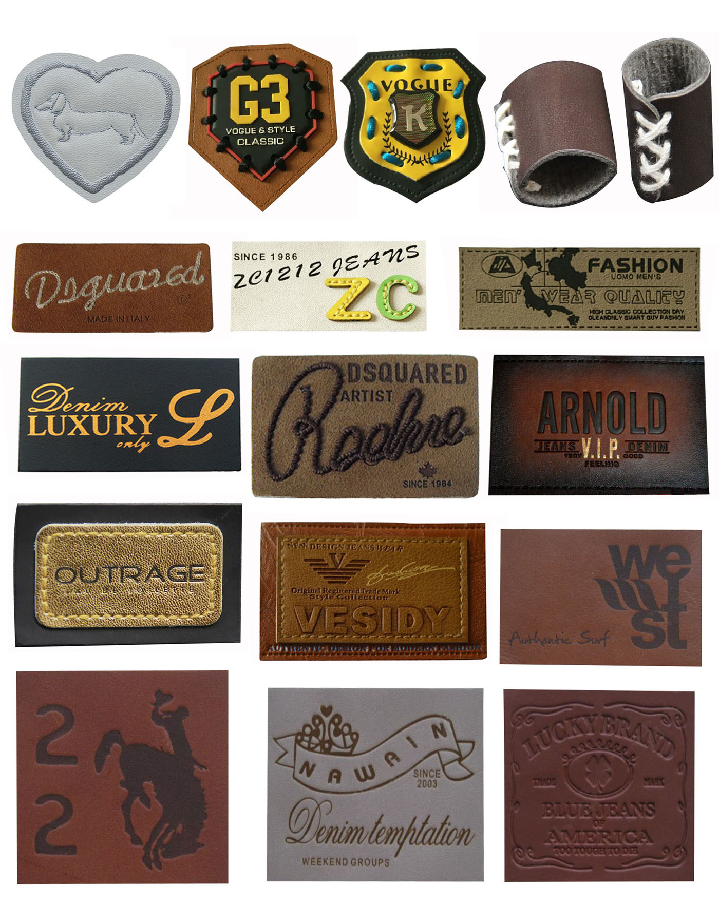 Leather labels & patches 4-embroidered 