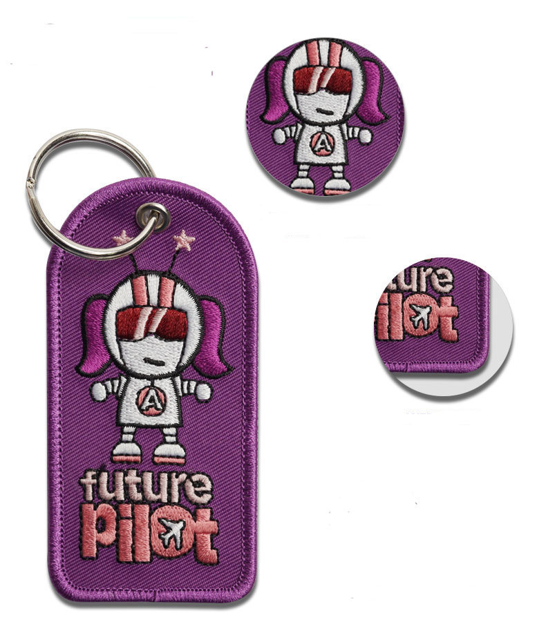 Future pilot embroidered keychain 