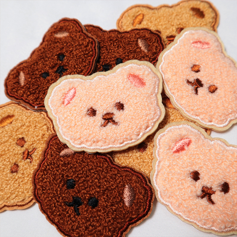 Bear faces chenille patches 