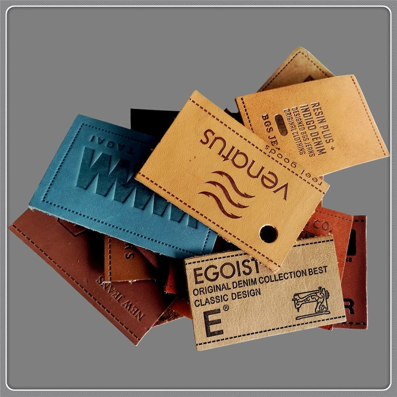 Embossed cow leather labels 